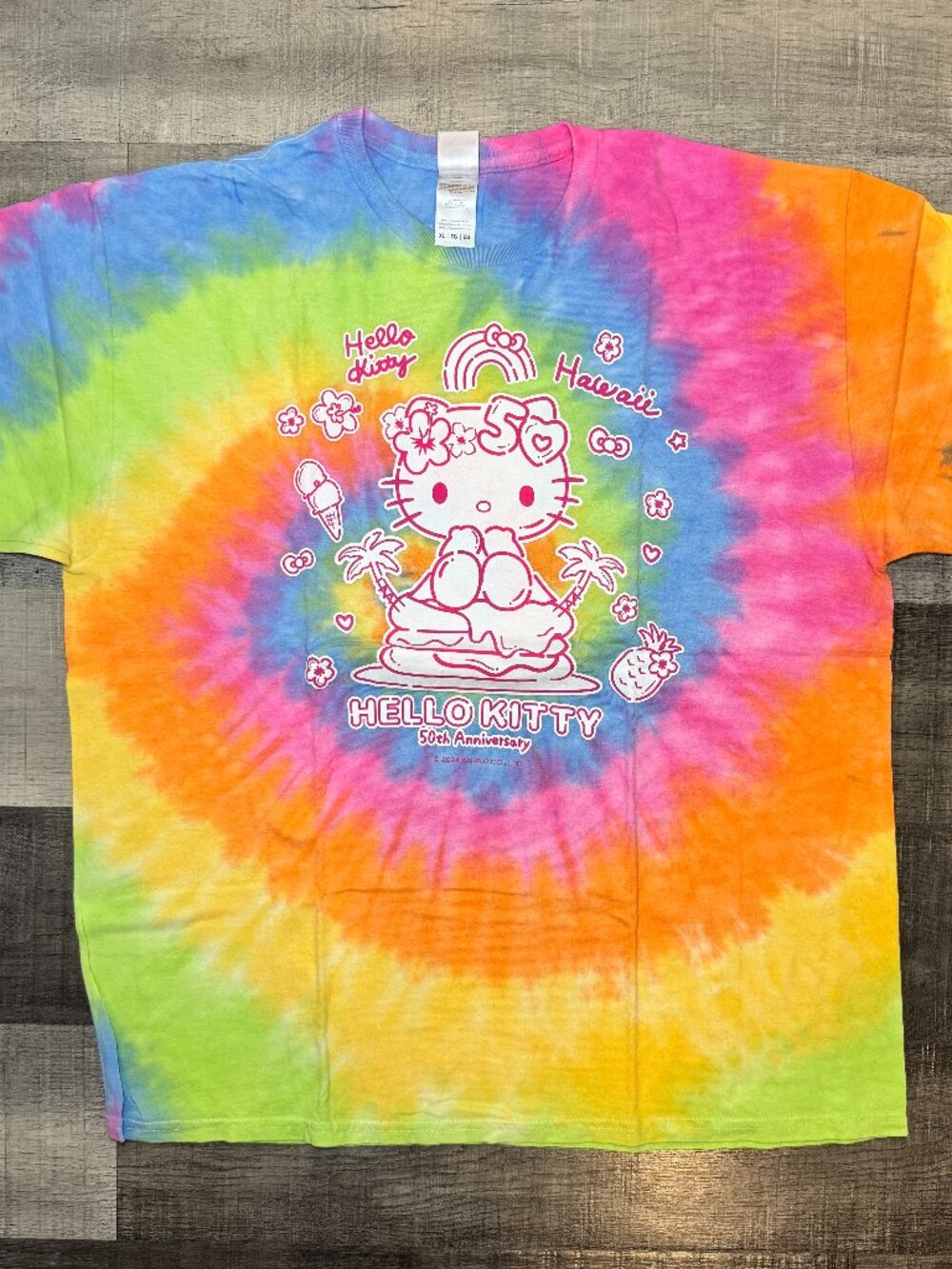 Hello Kitty 50th Anniversary Hawaii Tie Dye Graphic Tee Shirt XL